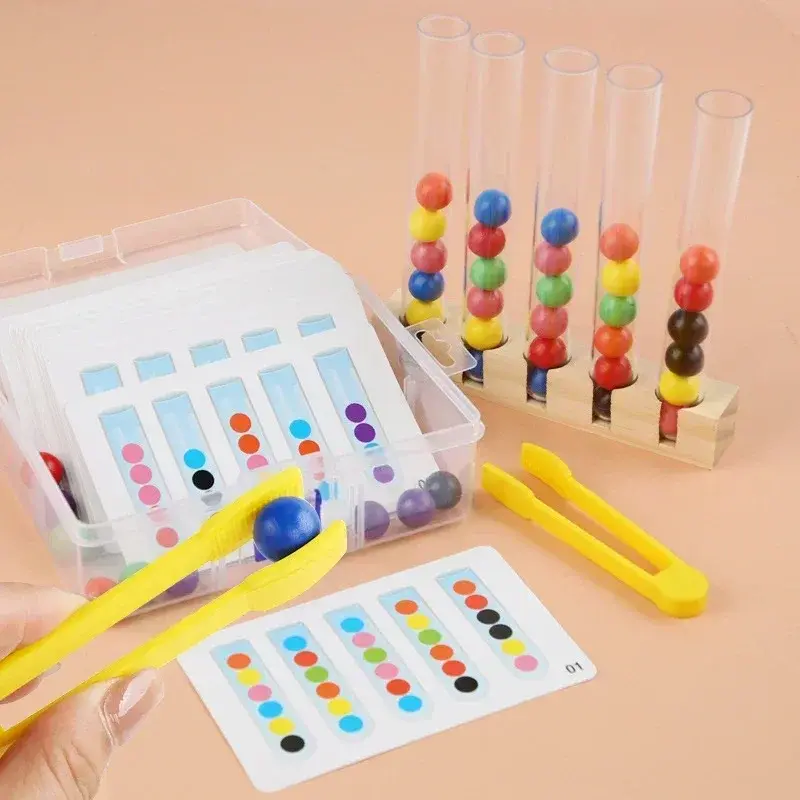 Test Tube Clip Beads Toy Children Logic Concentration Fine Motor Training Game Montessori Teaching Aids Educational Toy for Kids