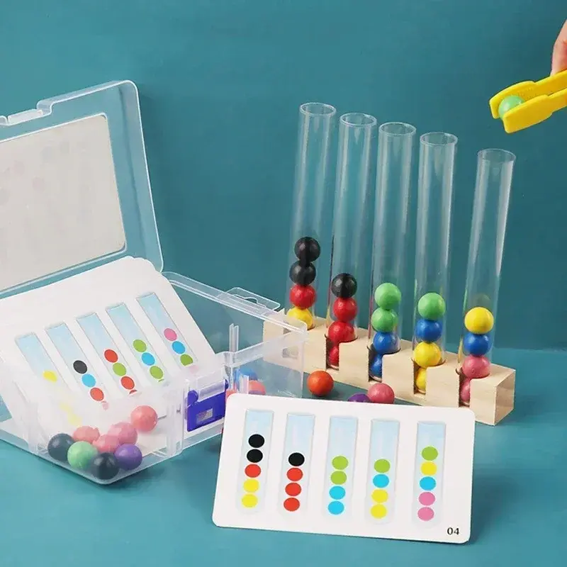 Test Tube Clip Beads Toy Children Logic Concentration Fine Motor Training Game Montessori Teaching Aids Educational Toy for Kids