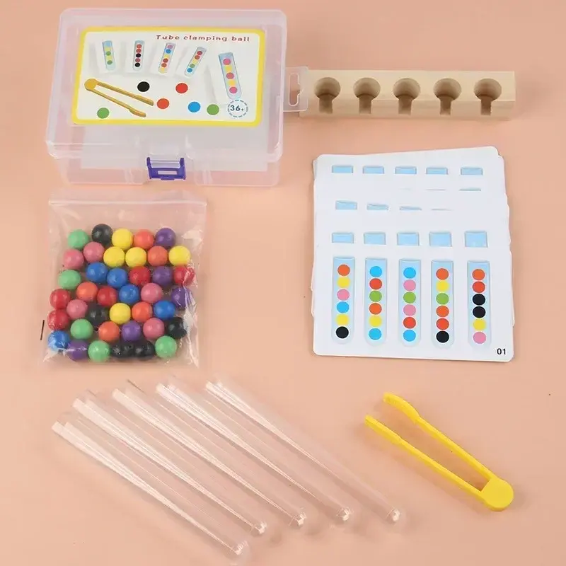 Test Tube Clip Beads Toy Children Logic Concentration Fine Motor Training Game Montessori Teaching Aids Educational Toy for Kids