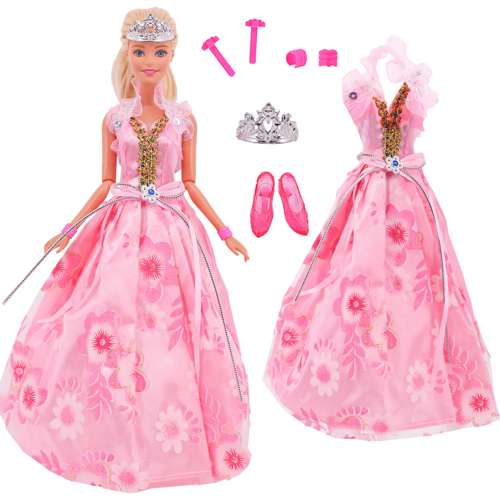 Pop Pink Doll Clothes Set ,Fashion Coat,Pants,Dress, For 30cm Dolls&1/6 BJD Doll Accesories,Toys For Girl's Gifts