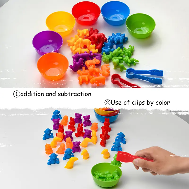 Rainbow Sorting Game Animal Puzzle Toy Dinosaur Traffic Color Matching Game Montessori Education Sensory Toys For Kids Preschool