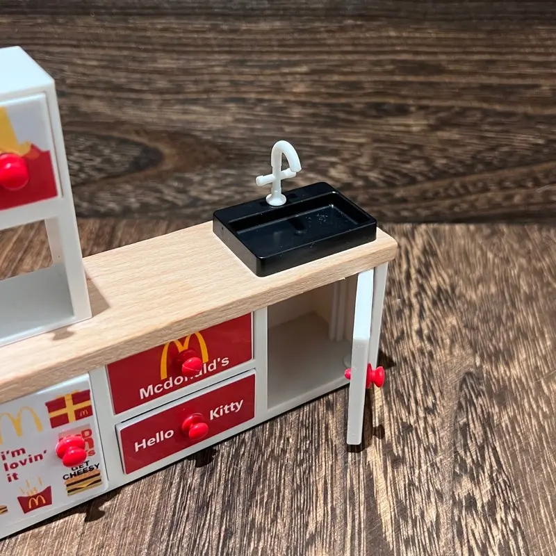 Miniature Dollhouse Kitchen Cabinet Furniture Toy Display Piece Home Decor Craft Small Model Realistic Room Blocks Set