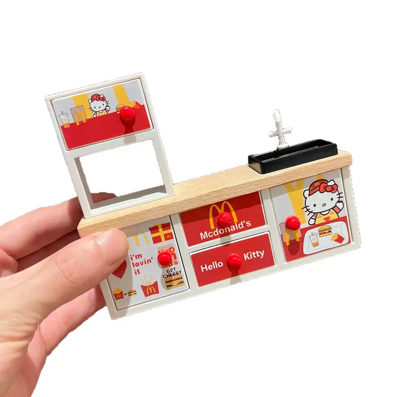 Miniature Dollhouse Kitchen Cabinet Furniture Toy Display Piece Home Decor Craft Small Model Realistic Room Blocks Set