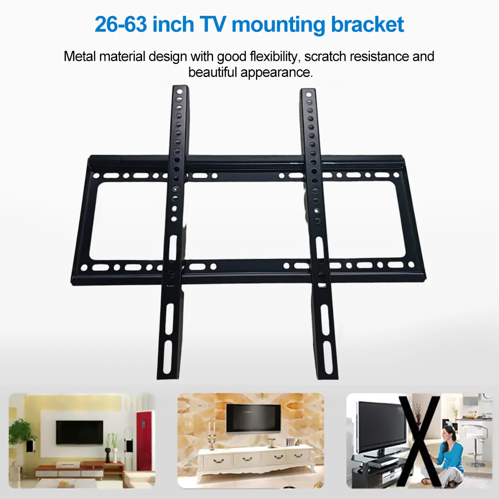 26-63inch TV Support Mount Universal Television Mounting Holder with Level Low Profile Flat TV Wall Mount for LCD LED TV Screen