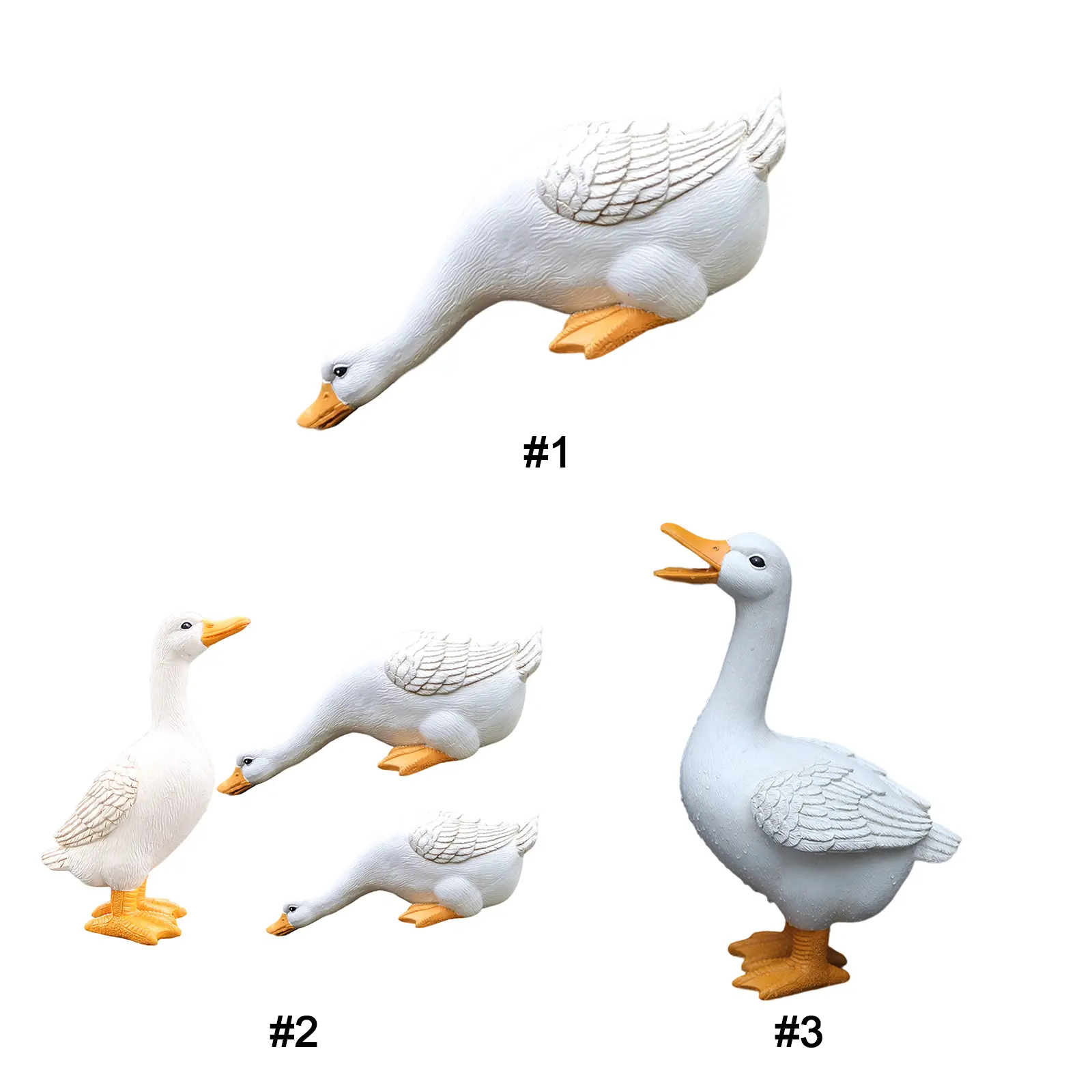 1/3pcs Duck Garden Landscape Figurines Ornament Resin Decorative Duck Statue Waterproof Handicraft Holiday Gift Backyard Decor