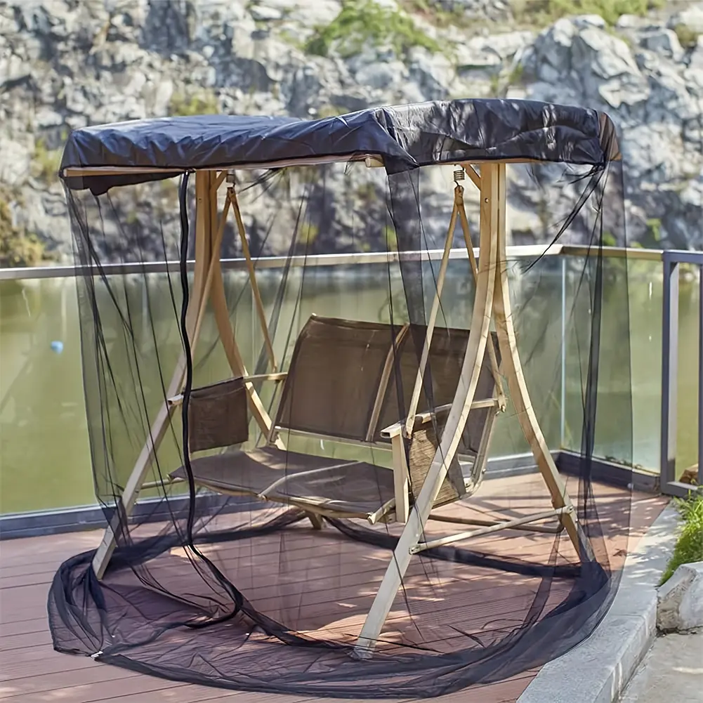 Rocking Chair Mesh Cover Waterproof Patio Swing Mosquito Netting Zipper Closure Rectangle Netting Curtain for Outdoor Patio