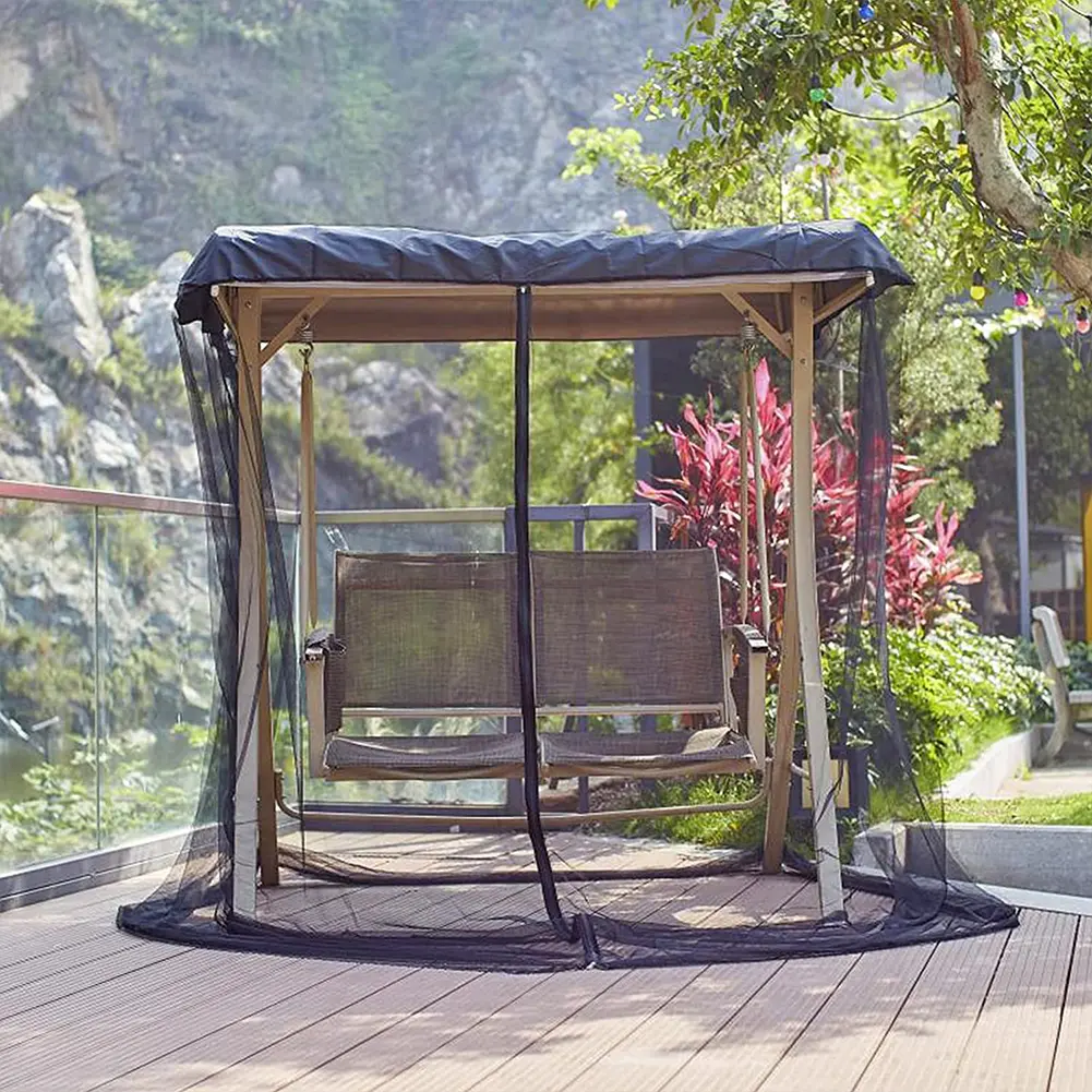 Rocking Chair Mesh Cover Waterproof Patio Swing Mosquito Netting Zipper Closure Rectangle Netting Curtain for Outdoor Patio