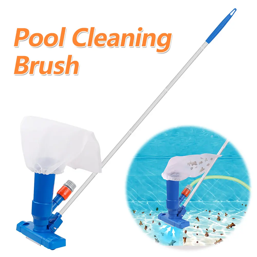 Portable Fountain Vacuum Brush Accessories Plastic Swimming Pool Vacuum Cleaner Hot Spring SPA with 5 Section Pole Cleaning Set