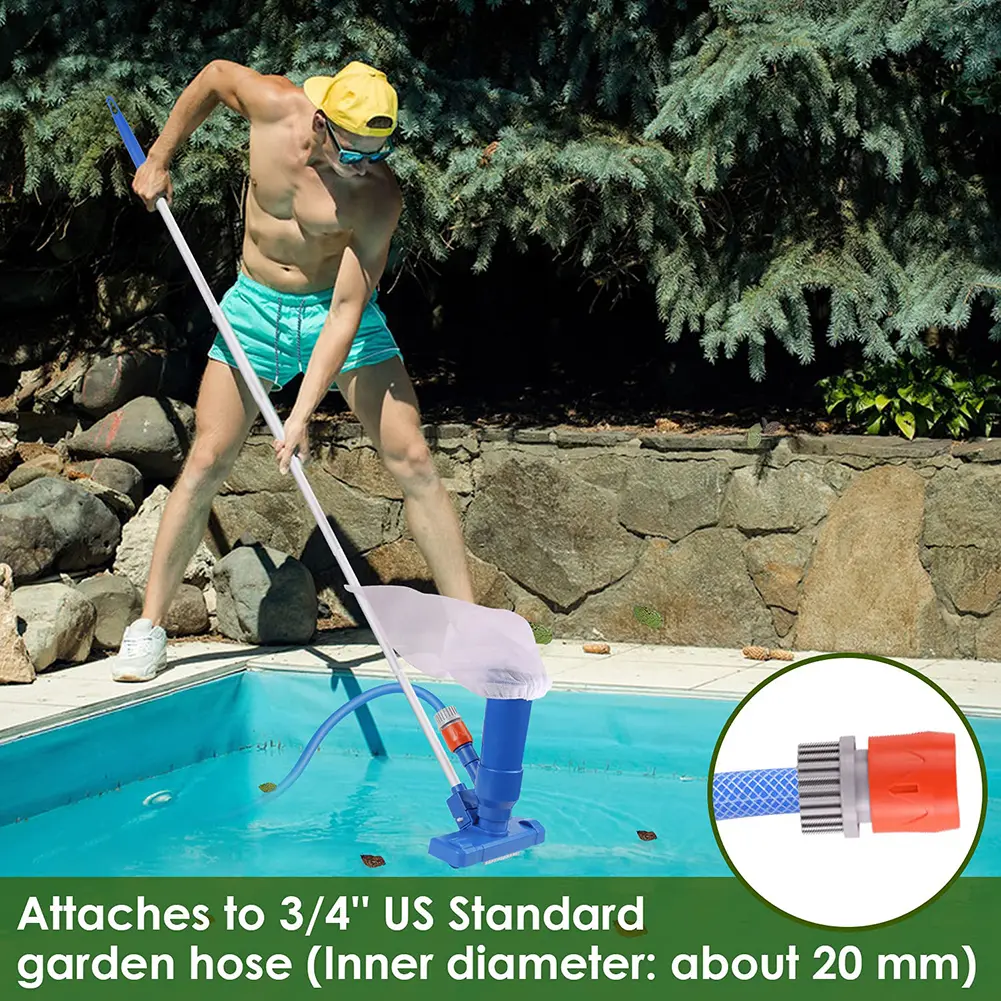 Portable Fountain Vacuum Brush Accessories Plastic Swimming Pool Vacuum Cleaner Hot Spring SPA with 5 Section Pole Cleaning Set