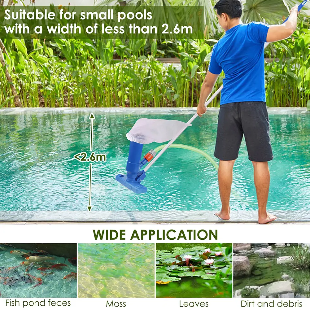 Portable Fountain Vacuum Brush Accessories Plastic Swimming Pool Vacuum Cleaner Hot Spring SPA with 5 Section Pole Cleaning Set