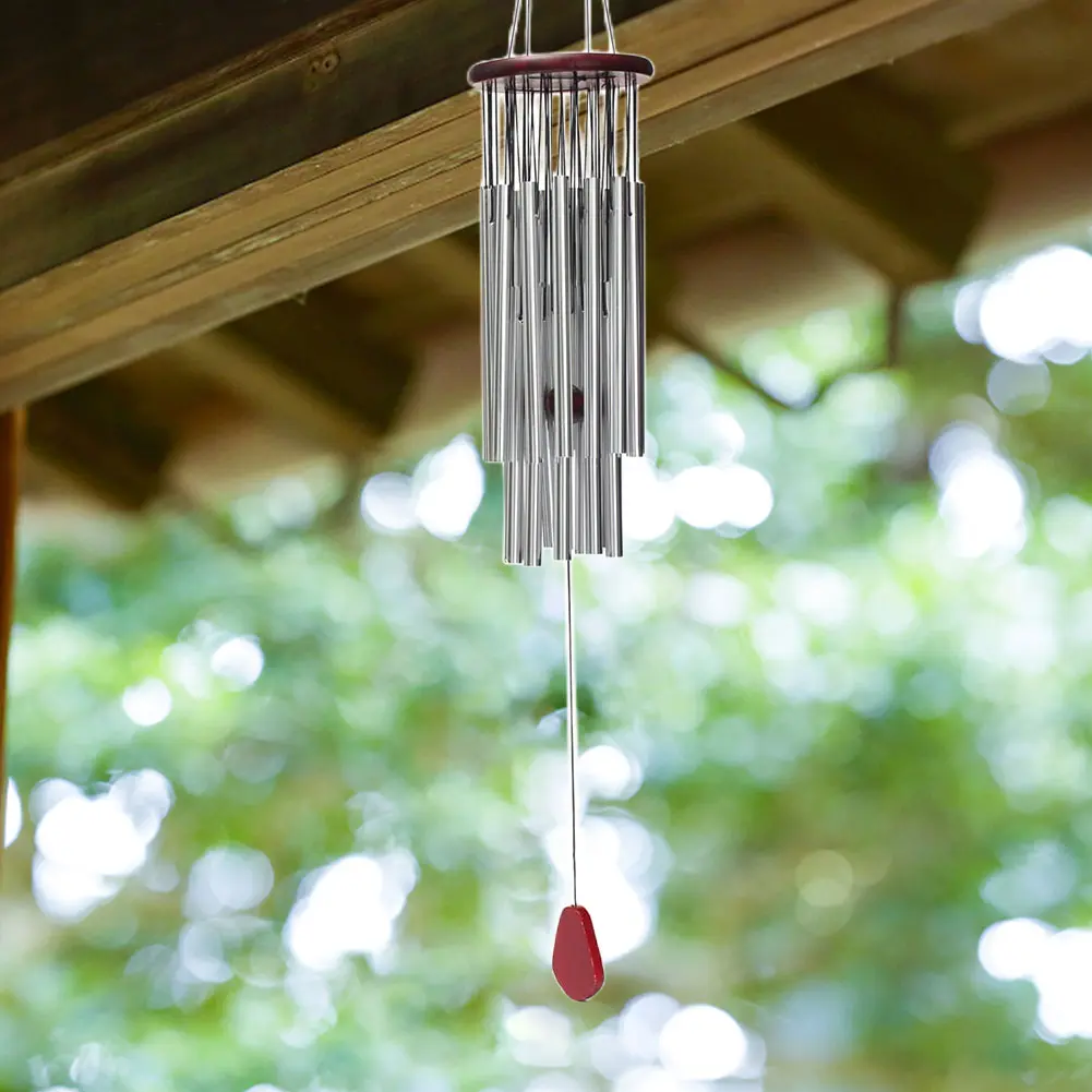 Silver Tube Wind Chime Aluminum 27 Tubes Metal Wind Chimes Anti-rust Outdoor Pendant Fashion Pendants Indoor Pathway Home Decor