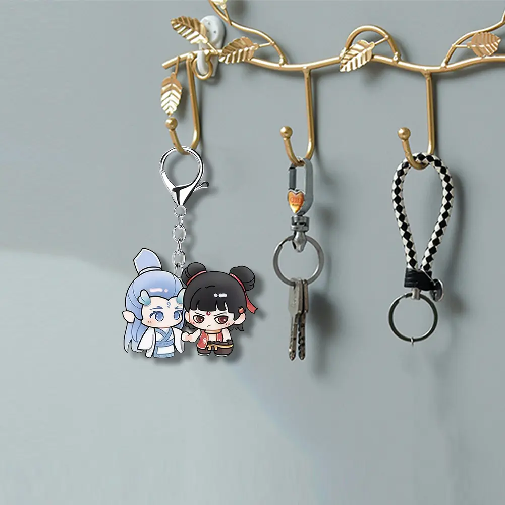 6/12pcs Movies Peripheral Ne Zha Ao Bing Keychain Pendant Acrylic Key Ring Car Pendant Schoolbag Pendant Gift For Fans Friends