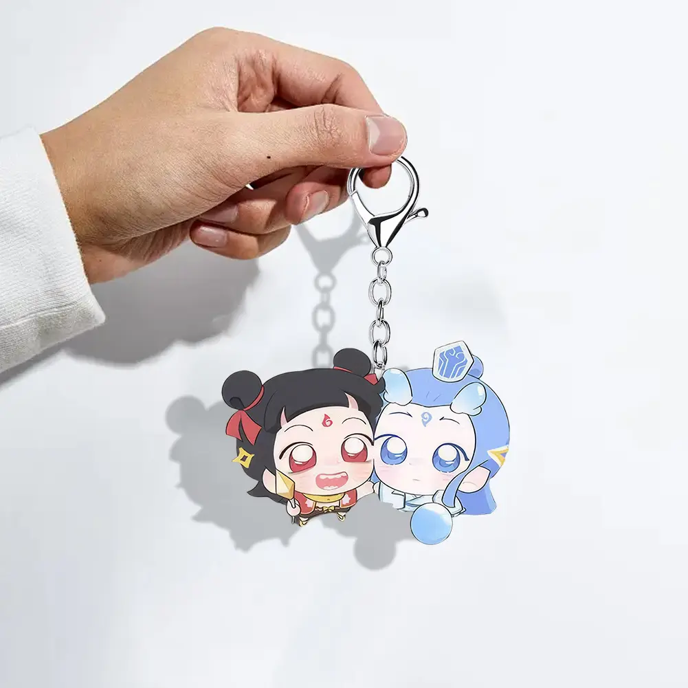 6/12pcs Movies Peripheral Ne Zha Ao Bing Keychain Pendant Acrylic Key Ring Car Pendant Schoolbag Pendant Gift For Fans Friends
