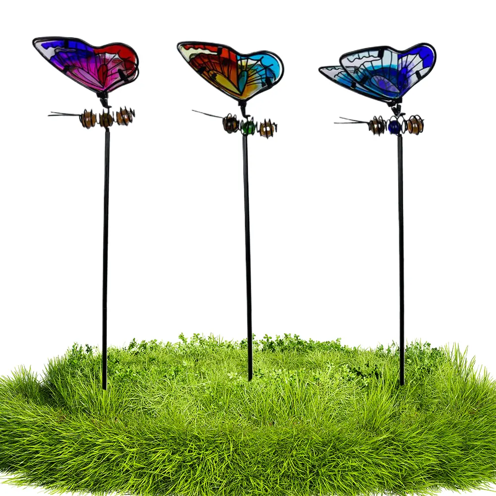 Butterfly/Dragonfly Metal Lawn Ornaments Decorative Garden Decorations Yard Art Garden Stake for Plant Pot Flower Bed