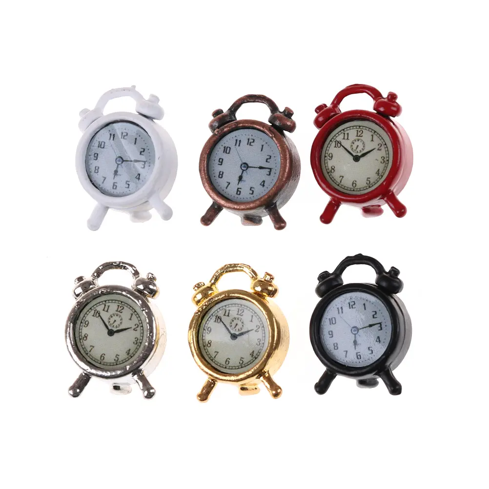 1PC 1:12 Scale Alarm Clock Doll Kitchen Living Room Furniture Accessories Miniature Dollhouse Mini Home Decoration Toys Gift