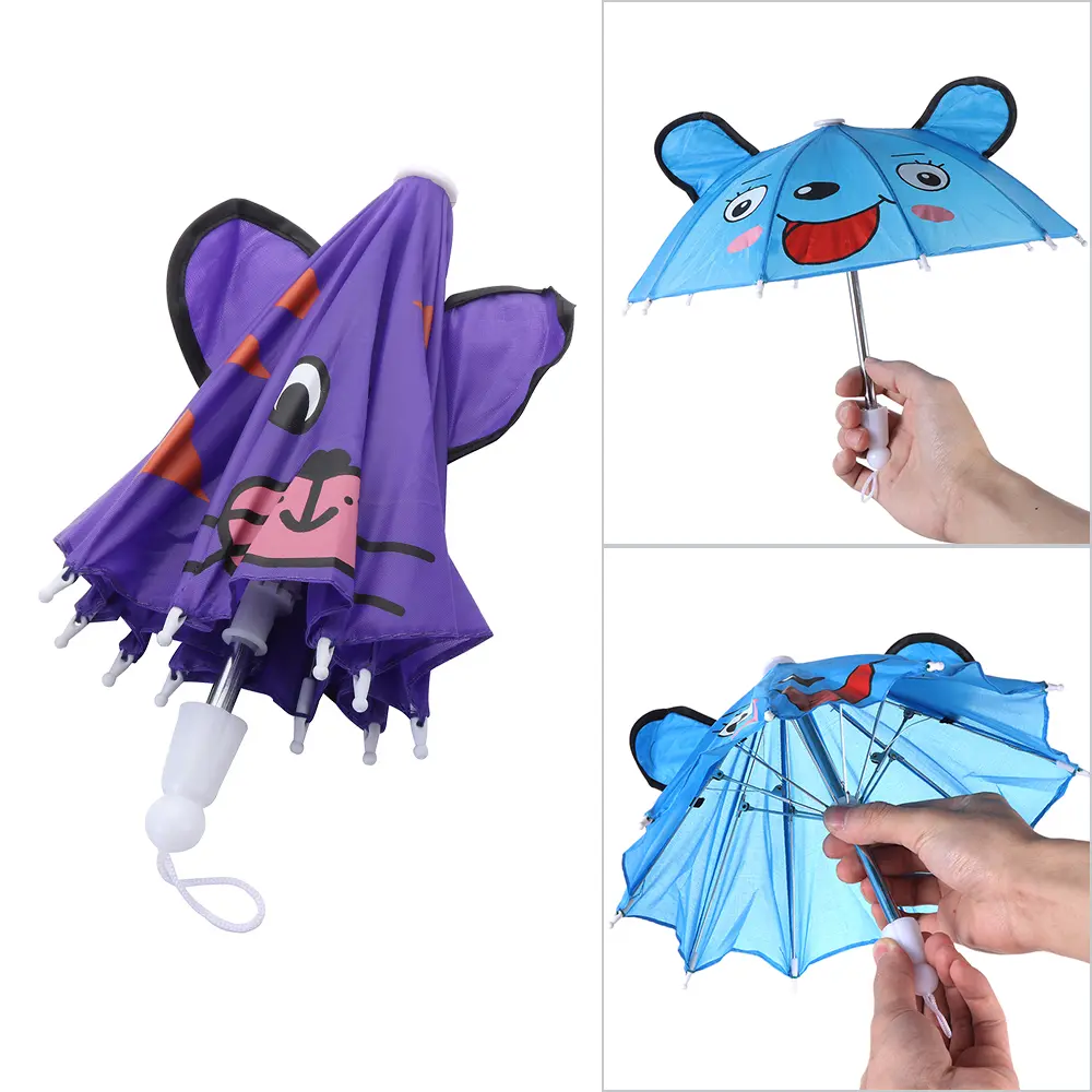 1PC Cute Cartoon Mini Doll Umbrella Rain Gear For 18 Inch & 43cm Baby Doll Decoration Accessories Children's Umbrella Toys Gifts