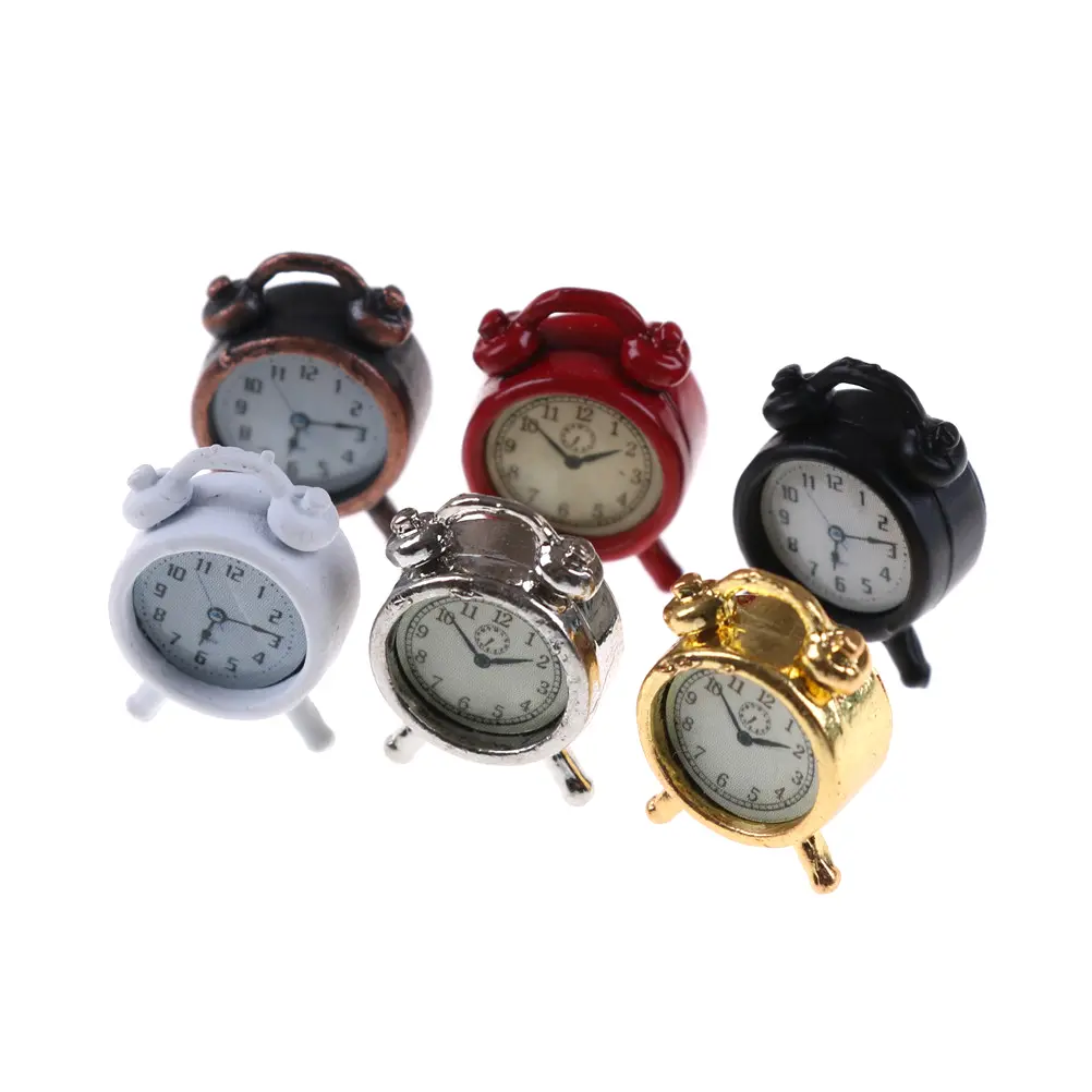 1PC 1:12 Scale Alarm Clock Doll Kitchen Living Room Furniture Accessories Miniature Dollhouse Mini Home Decoration Toys Gift