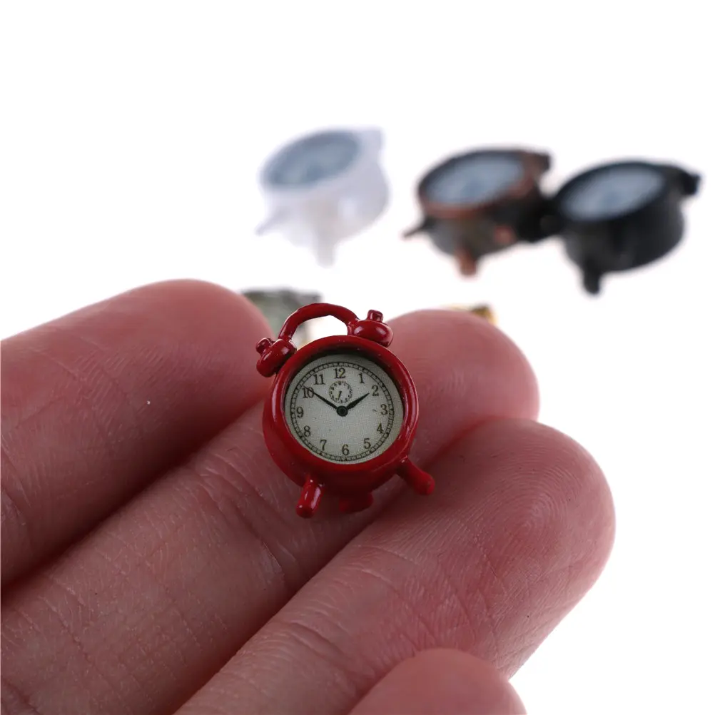 1PC 1:12 Scale Alarm Clock Doll Kitchen Living Room Furniture Accessories Miniature Dollhouse Mini Home Decoration Toys Gift