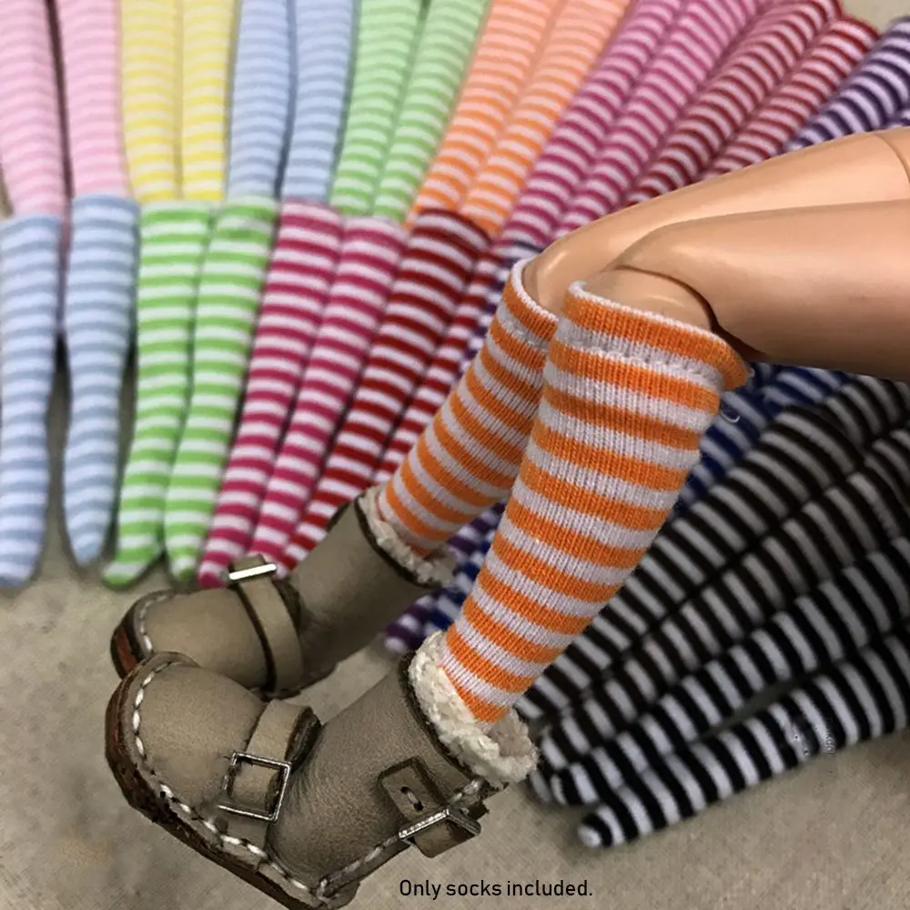 1Pair 1/6 Doll Stripe Socks DIY Doll's Clothes Accessories Dollhouse Decoration Toys Christmas Gift for Children Kids Girl
