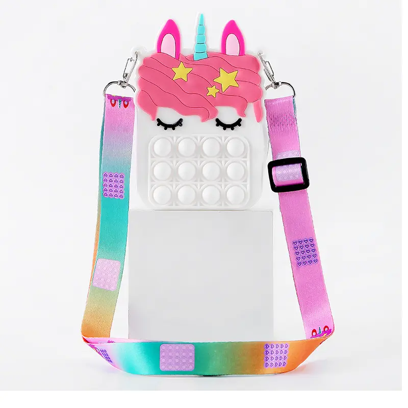 Rianbow Cross Bag Fidget Toys For Children Christmas Gifts Push Its Bubble Stress Relief Sensory Toys Coin Purse Girls 2022