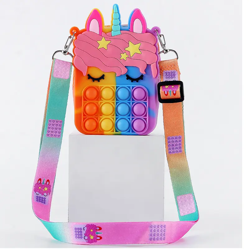 Rianbow Cross Bag Fidget Toys For Children Christmas Gifts Push Its Bubble Stress Relief Sensory Toys Coin Purse Girls 2022