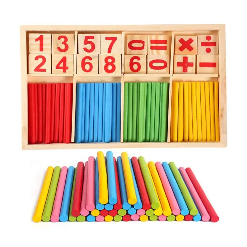 Children Wooden Digital Counting Stick Toy Math Puzzle Toys Counting Montessori Early Learning Toddlers Intelligence Develop Kid