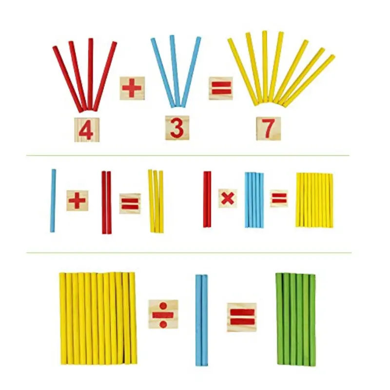Children Wooden Digital Counting Stick Toy Math Puzzle Toys Counting Montessori Early Learning Toddlers Intelligence Develop Kid