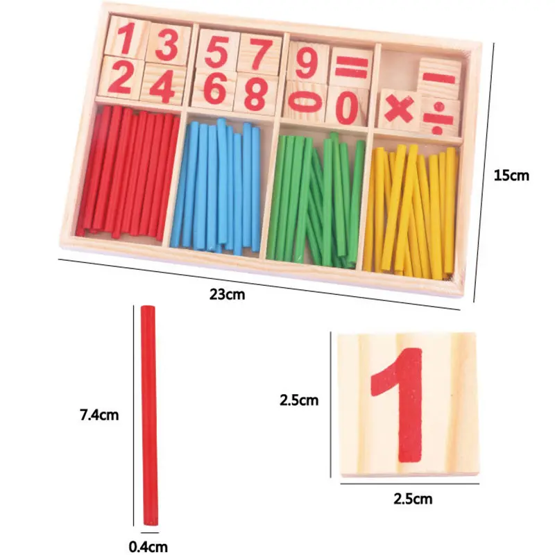 Children Wooden Digital Counting Stick Toy Math Puzzle Toys Counting Montessori Early Learning Toddlers Intelligence Develop Kid