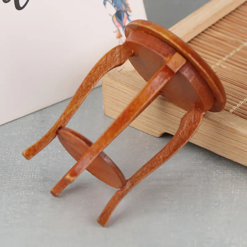 1Pcs 1/12 Simulation Wooden Stool Living Room Toy Doll House Accessories Mini Dollhouse Furniture Miniature Kids Toy