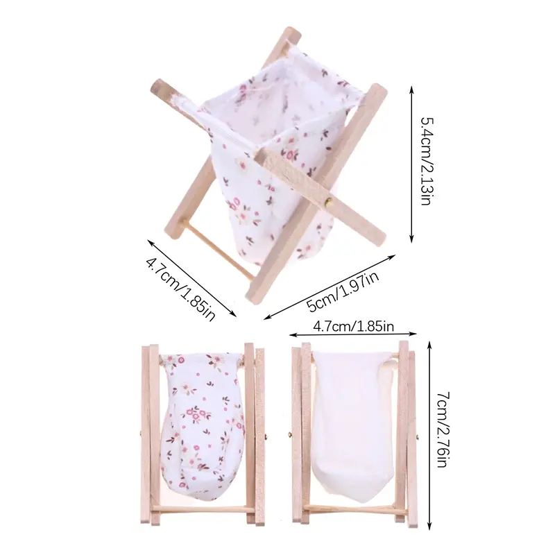 1/12 Dollhouse Miniature Wooden Folding Clothes Storage Basket Dirty Laundry Basket Home Bathroom Decorative Accessories
