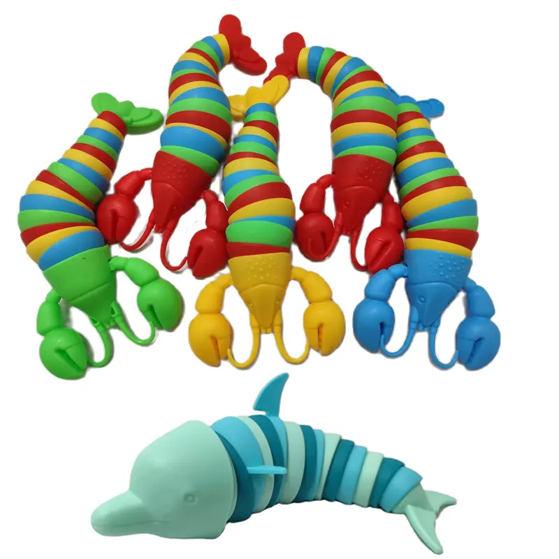 Colorful Slug lobsterToy Articulated Flexible 3D Slug Fidget Toy All Ages Relief Anti-Anxiety Sensory Toys for Children