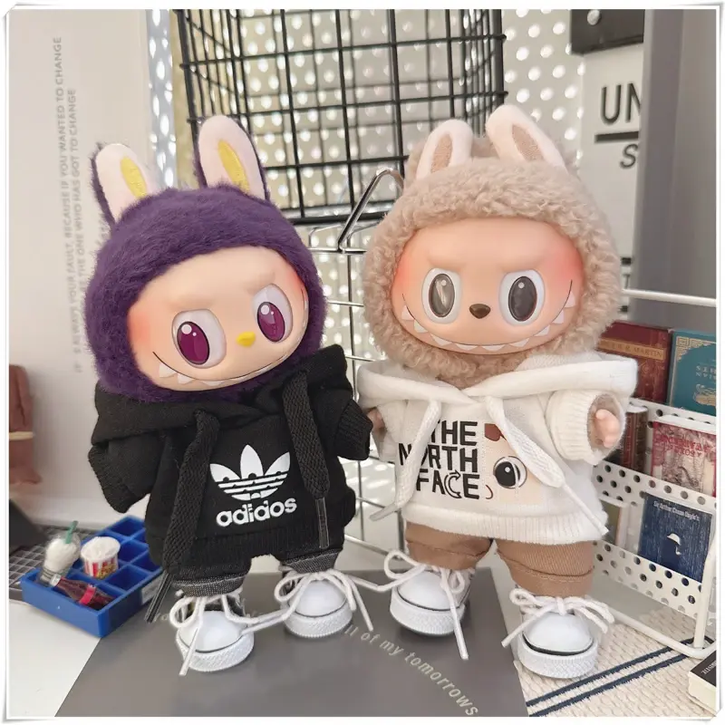 new15/17cm Labubu V1 V2 Doll Clothing Fashion Hoodie and Pants Set Korean Idol Trendy DIY Doll Clothing Accessories Toy Gift adi