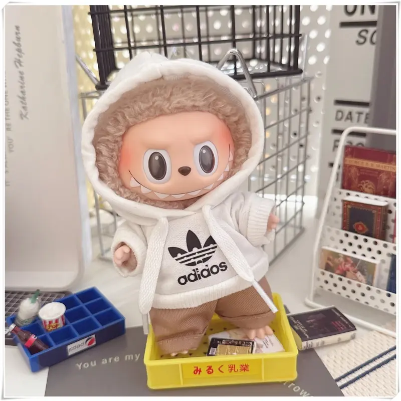 new15/17cm Labubu V1 V2 Doll Clothing Fashion Hoodie and Pants Set Korean Idol Trendy DIY Doll Clothing Accessories Toy Gift adi