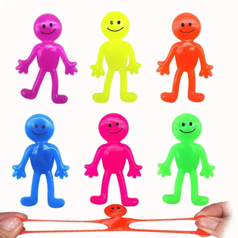 5PC Fun Sticky Stretching Smiling Face Little Man Pinch Toy Kids Birthday Party Favor Christmas Carnival Adult Gift