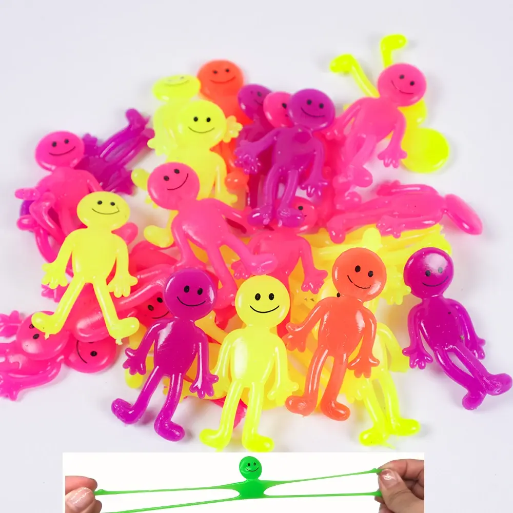 5PC Fun Sticky Stretching Smiling Face Little Man Pinch Toy Kids Birthday Party Favor Christmas Carnival Adult Gift