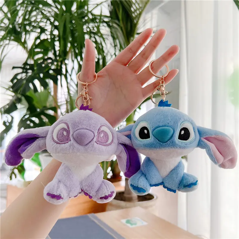 Hot Disney Plush Stuffed Toy Mini Purple Stitch Doll Lilo Cute Backpack Pendant Kawaii Keychain Decoration Birthday Gift
