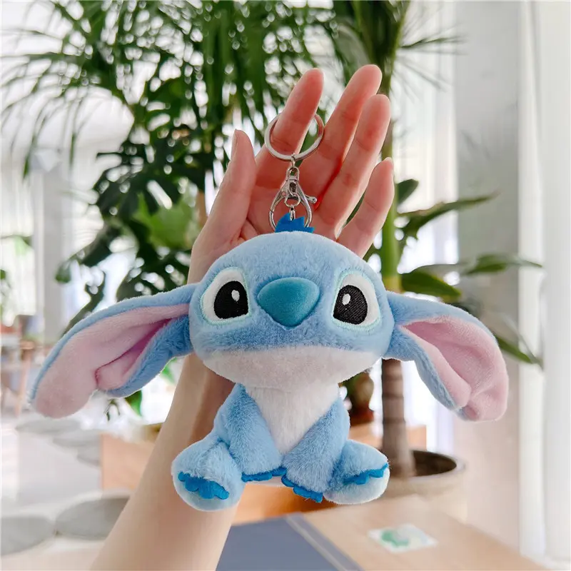 Hot Disney Plush Stuffed Toy Mini Purple Stitch Doll Lilo Cute Backpack Pendant Kawaii Keychain Decoration Birthday Gift