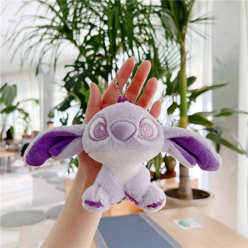 Hot Disney Plush Stuffed Toy Mini Purple Stitch Doll Lilo Cute Backpack Pendant Kawaii Keychain Decoration Birthday Gift