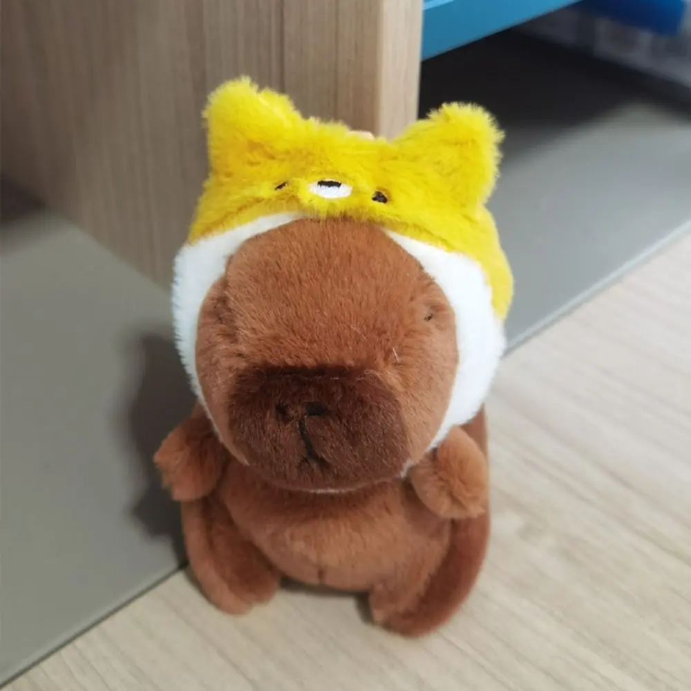 Cute Multicolor Plush Capybara Keychain Toy Cartoon Capybara Headgear Capybara Doll Accessories Guinea Pig Fluffty Animal Doll