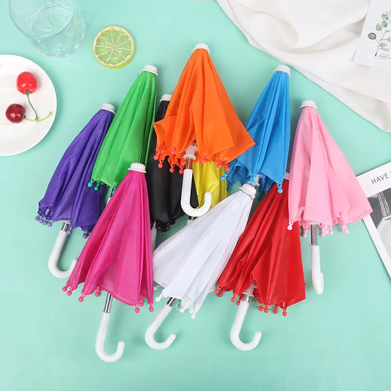 1Pc Baby Doll Rain Gear Toy Umbrella Mini Umbrella Doll Accessories Children Multicolor Toy Clothing Decoration