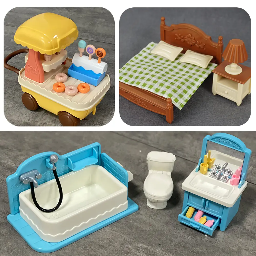 1:12 Miniature Furniture Forest Family Kitchen Toy Dining Table Dollhouse Accessories Bathroom Pretend Play For Girl Gifts Toys