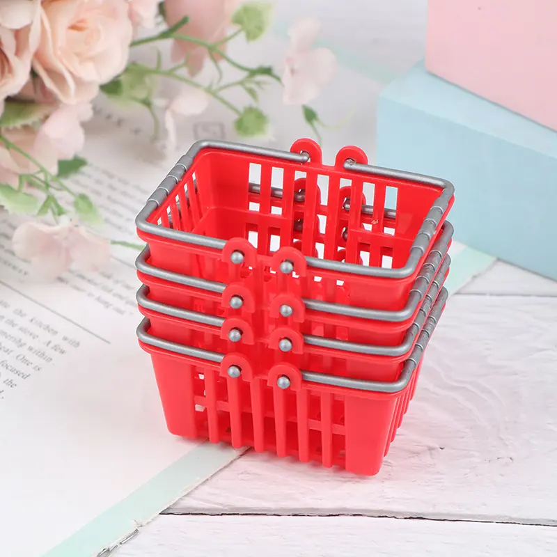 Dollhouse Miniature Shopping Basket Toys Kids Mini Supermarket Shopping Hand Basket Model Doll House