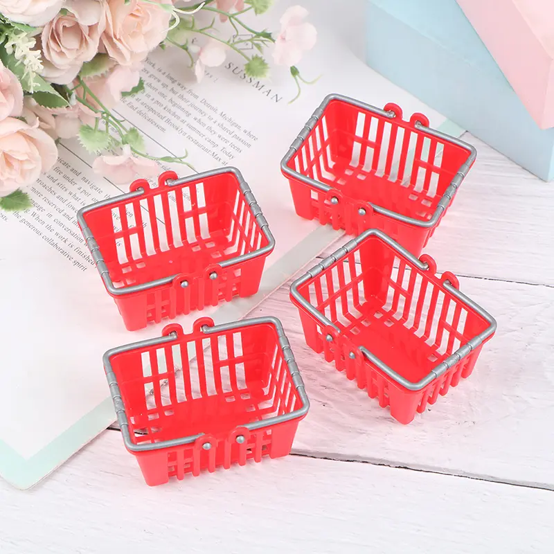 Dollhouse Miniature Shopping Basket Toys Kids Mini Supermarket Shopping Hand Basket Model Doll House
