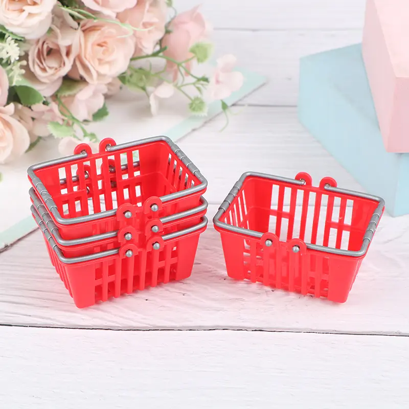 Dollhouse Miniature Shopping Basket Toys Kids Mini Supermarket Shopping Hand Basket Model Doll House