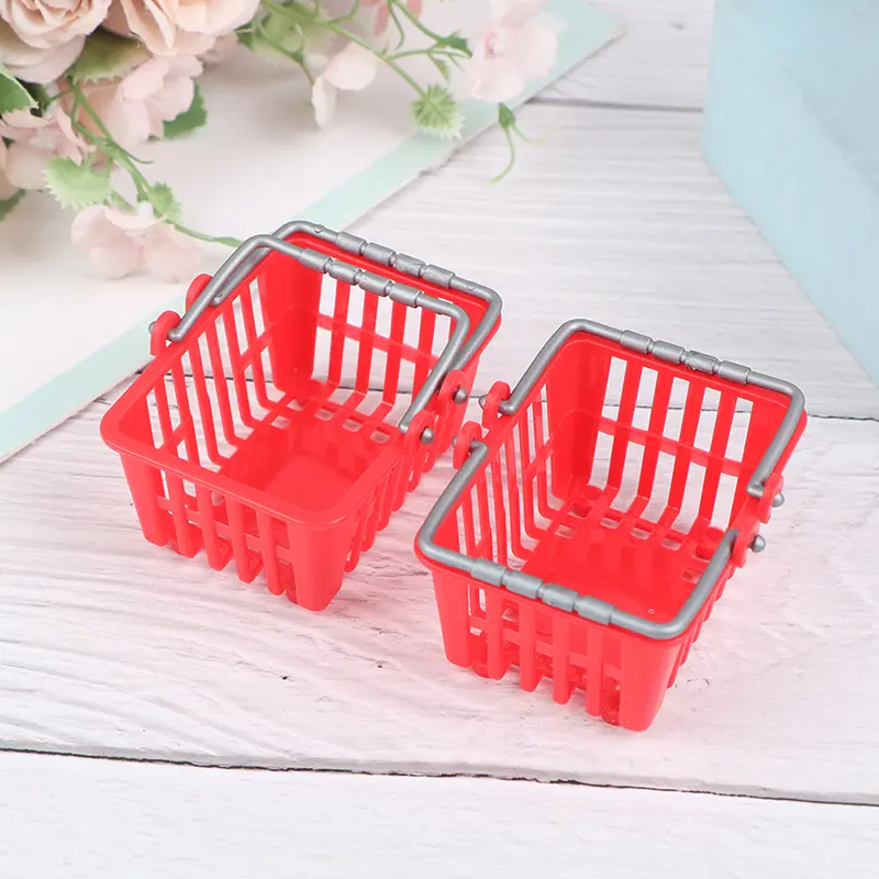 Dollhouse Miniature Shopping Basket Toys Kids Mini Supermarket Shopping Hand Basket Model Doll House
