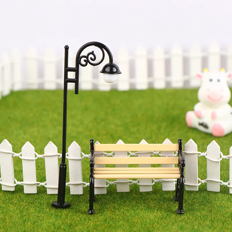 Dollhouse Park Bench Mini Stuff Street Lamp Model Micro Filming Props Desktop Ornament Miniature Toys Dolls House Accessories