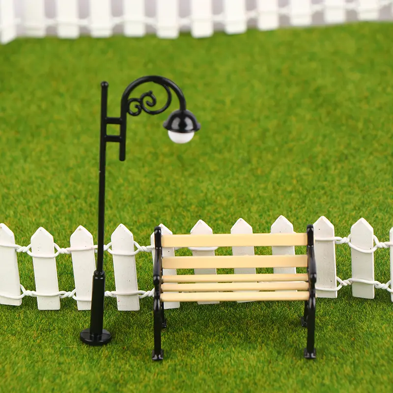 Dollhouse Park Bench Mini Stuff Street Lamp Model Micro Filming Props Desktop Ornament Miniature Toys Dolls House Accessories