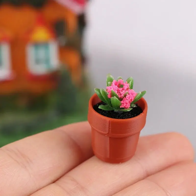1/12 Dollhouse Miniature Scene Decoration Green Plant Pot Mini Plant Fairy Post Pot Doll Accessories Toys