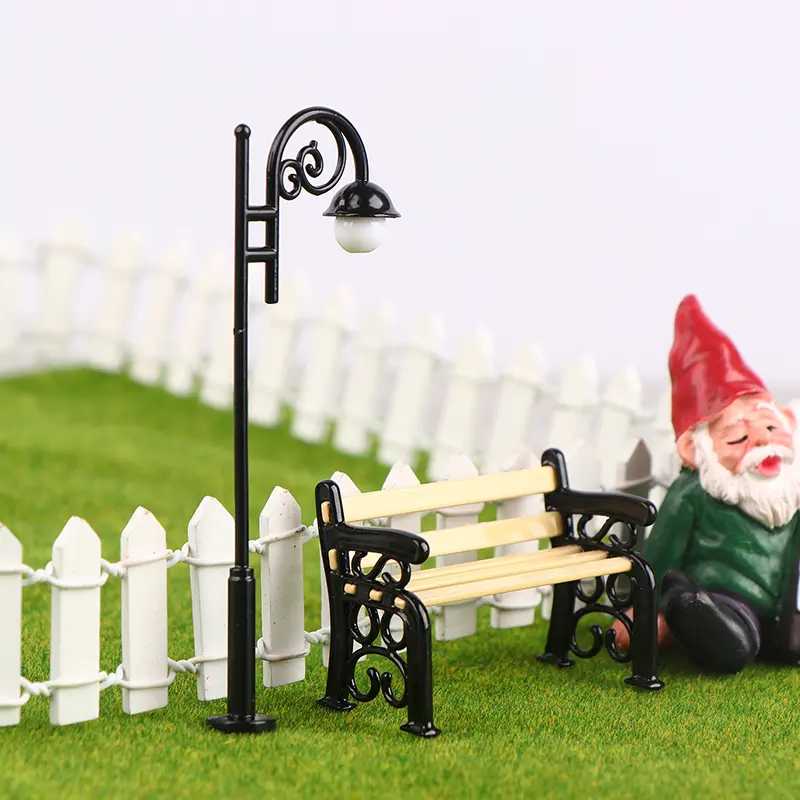 Dollhouse Park Bench Mini Stuff Street Lamp Model Micro Filming Props Desktop Ornament Miniature Toys Dolls House Accessories
