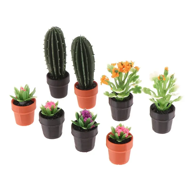 1/12 Dollhouse Miniature Scene Decoration Green Plant Pot Mini Plant Fairy Post Pot Doll Accessories Toys